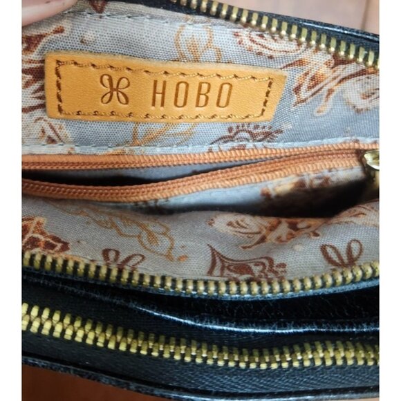 HOBO Black Leather Crossbody Bag Small Dome Shape Zip Top Adjustable Strap Vinta - Picture 9 of 13